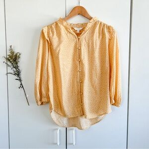 LC Lauren Conrad Yellow Floral Button Down Blouse • Sz PM